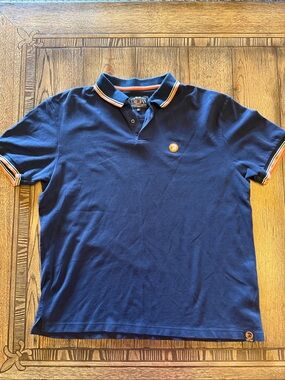 Trojan Men's Navy Polo with Orange-Trim Collar and Sleeve